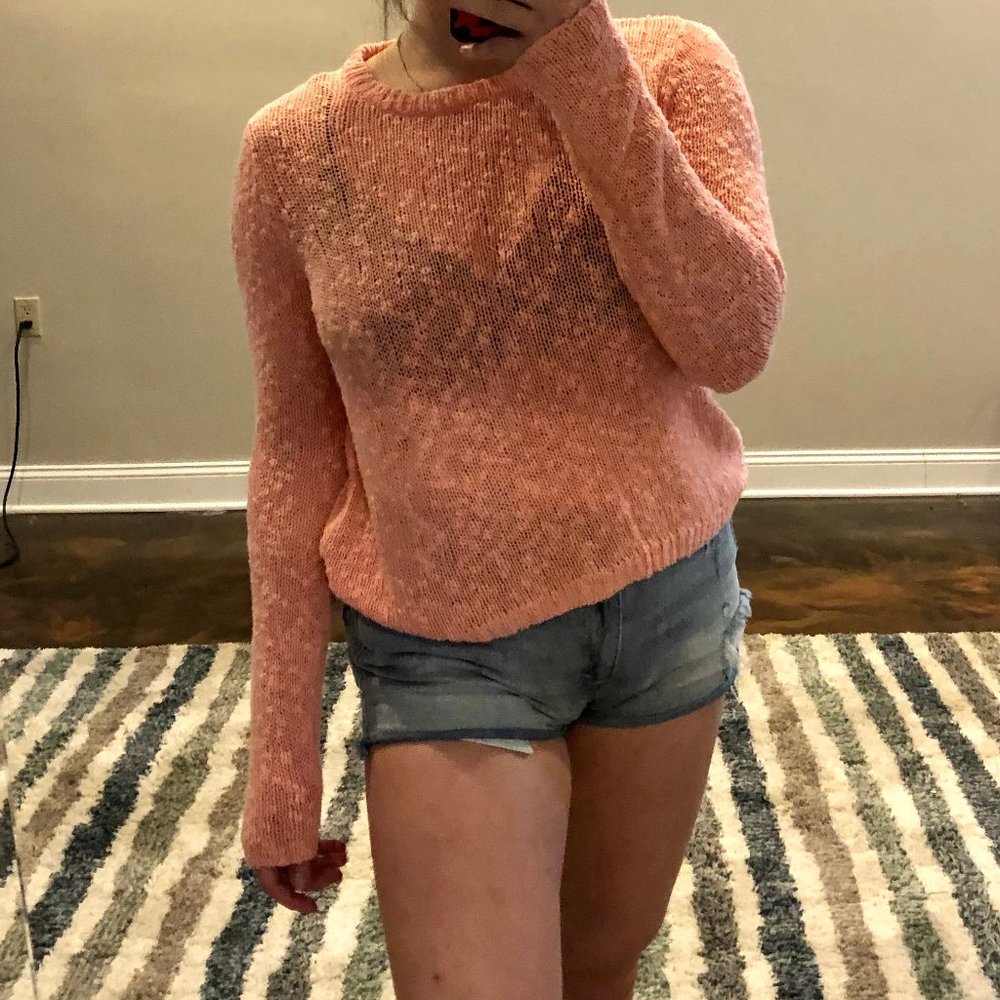 Coral Pink Knit Sweater | Size L